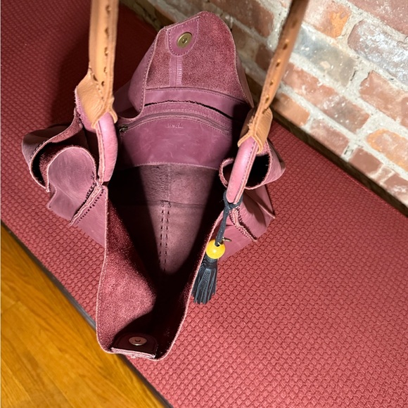 The Sak Burgundy Leather Tote Bag with Tassels - Picture 7 of 9